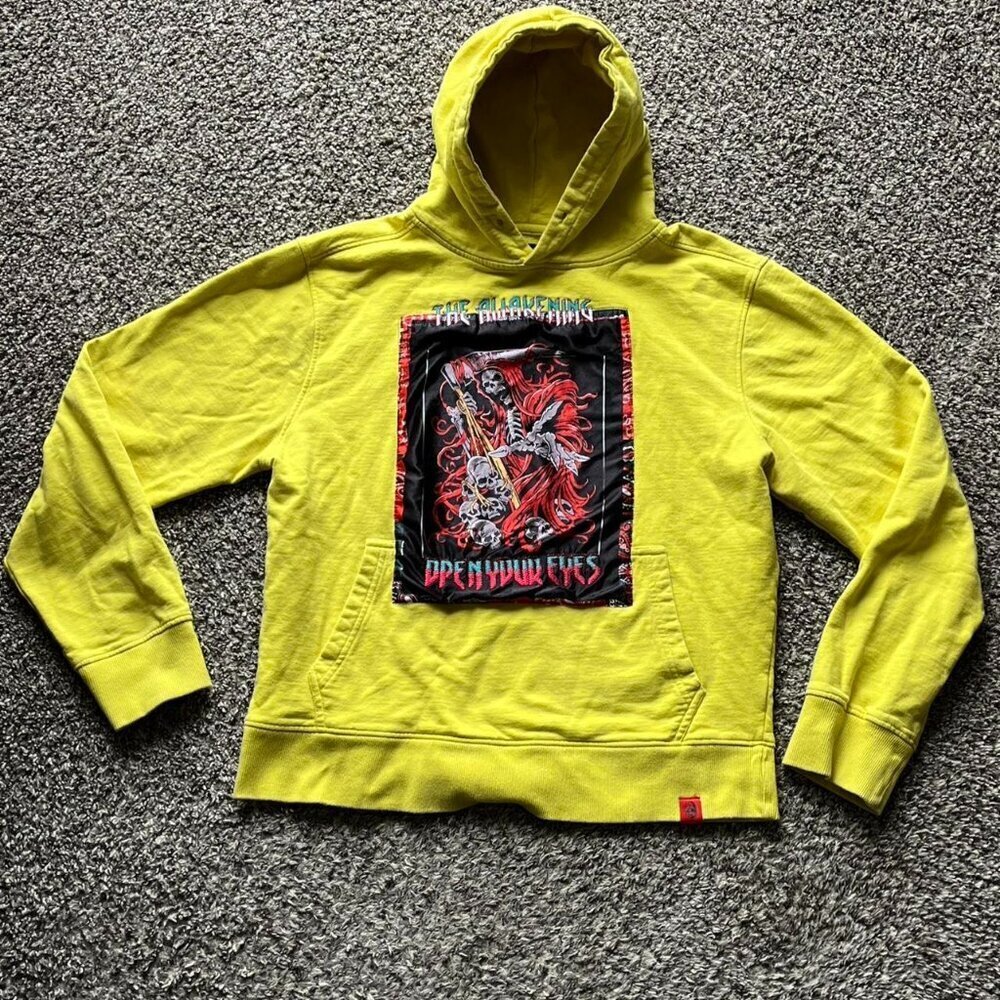 Industrial Indigo Yellow The Awakening Hoodie Mens XL Streetwear Goth Skater - Picture 1 of 7